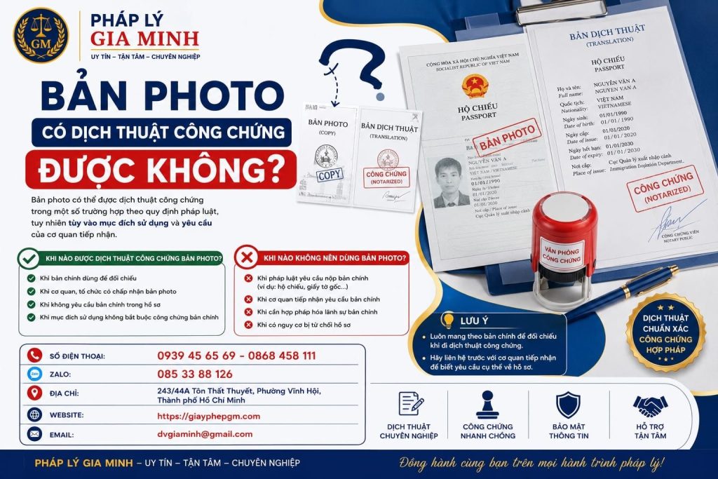 Bản Photo Có Dịch Thuật Công Chứng Được Không