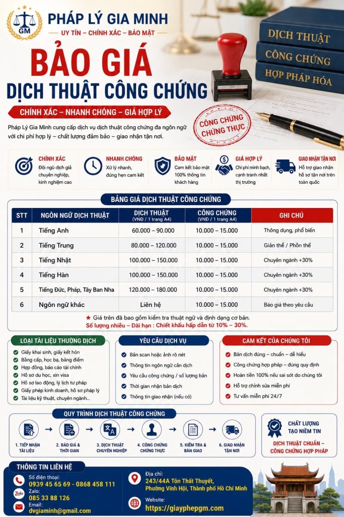 Bảo Giá Dịch Thuật Công Chứng