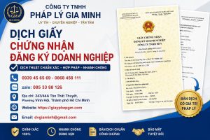 Dịch Giấy Chứng Nhận Đăng Ký Doanh Nghiệp