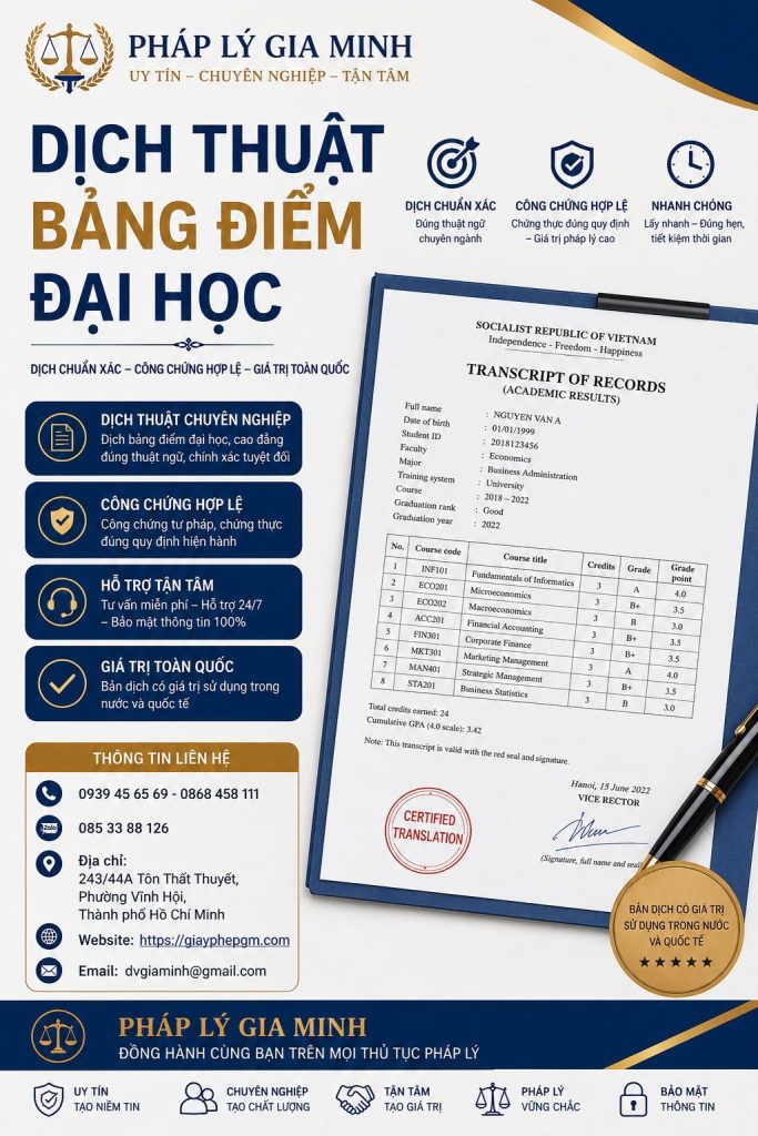 Dịch thuật bảng điểm đại học