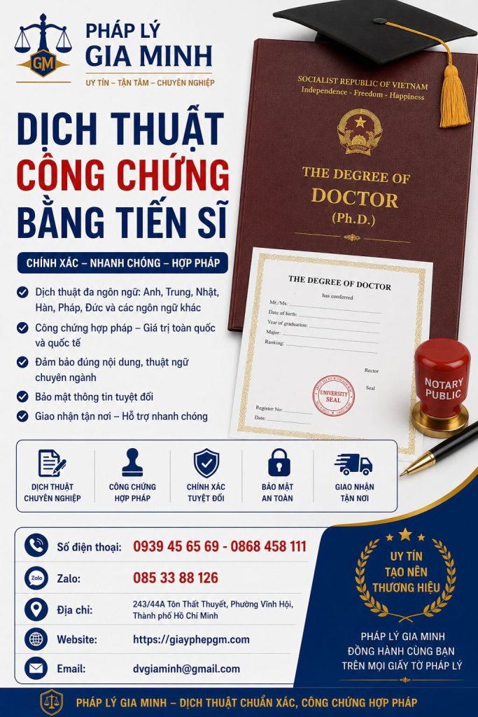 Dịch thuật công chứng bằng tiến sĩ