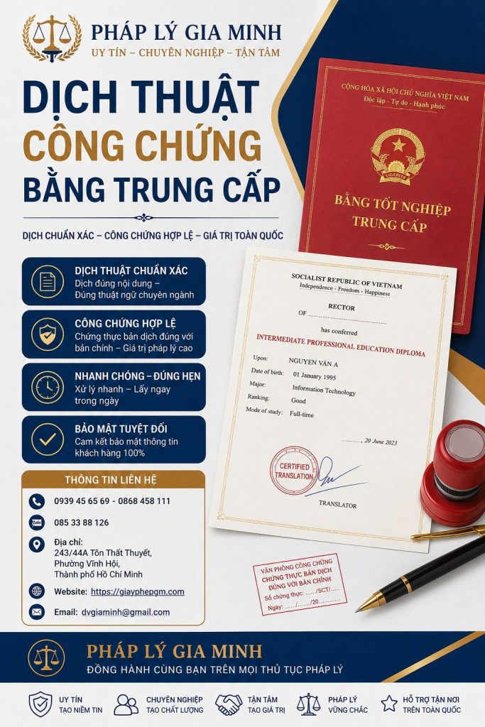 Dịch thuật công chứng bằng trung cấp