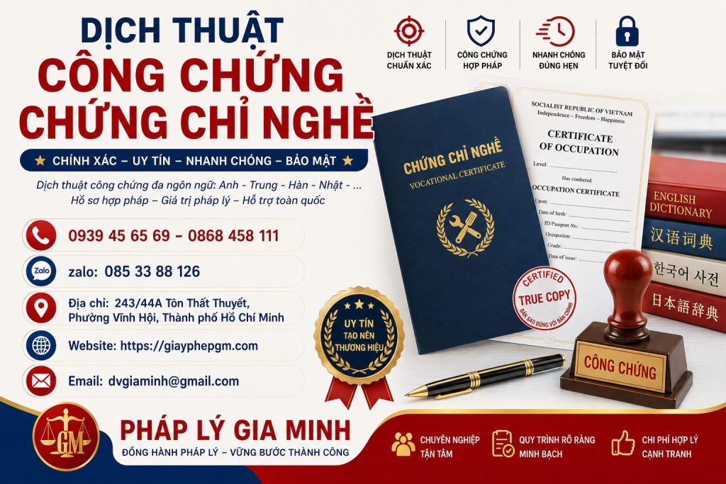 Dịch thuật công chứng chứng chỉ nghề