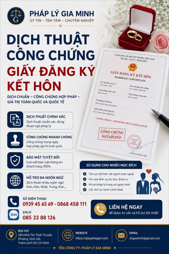 Dịch thuật công chứng giấy đăng ký kết hôn
