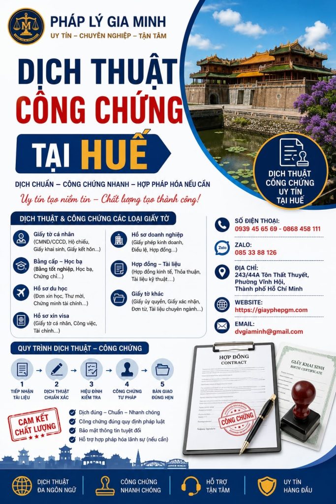 Dịch Thuật Công Chứng Tài Huế