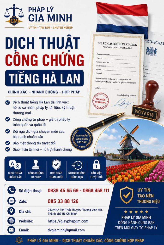 Dịch thuật công chứng tiếng Hà Lan