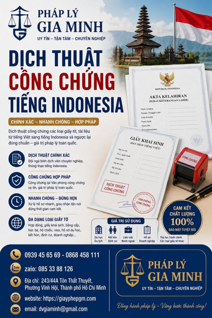 Dịch thuật công chứng tiếng Indonesia