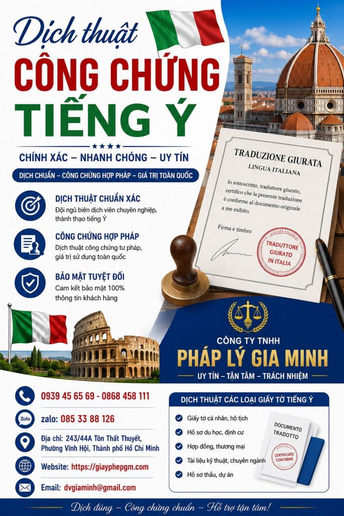 Dịch thuật công chứng tiếng Ý