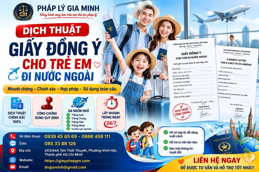 Dịch thuật giấy đồng ý cho trẻ em đi nước ngoài