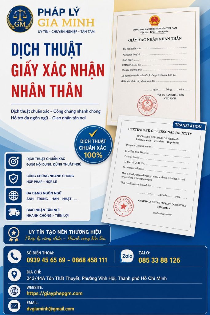 Dịch thuật giấy xác nhận nhân thân