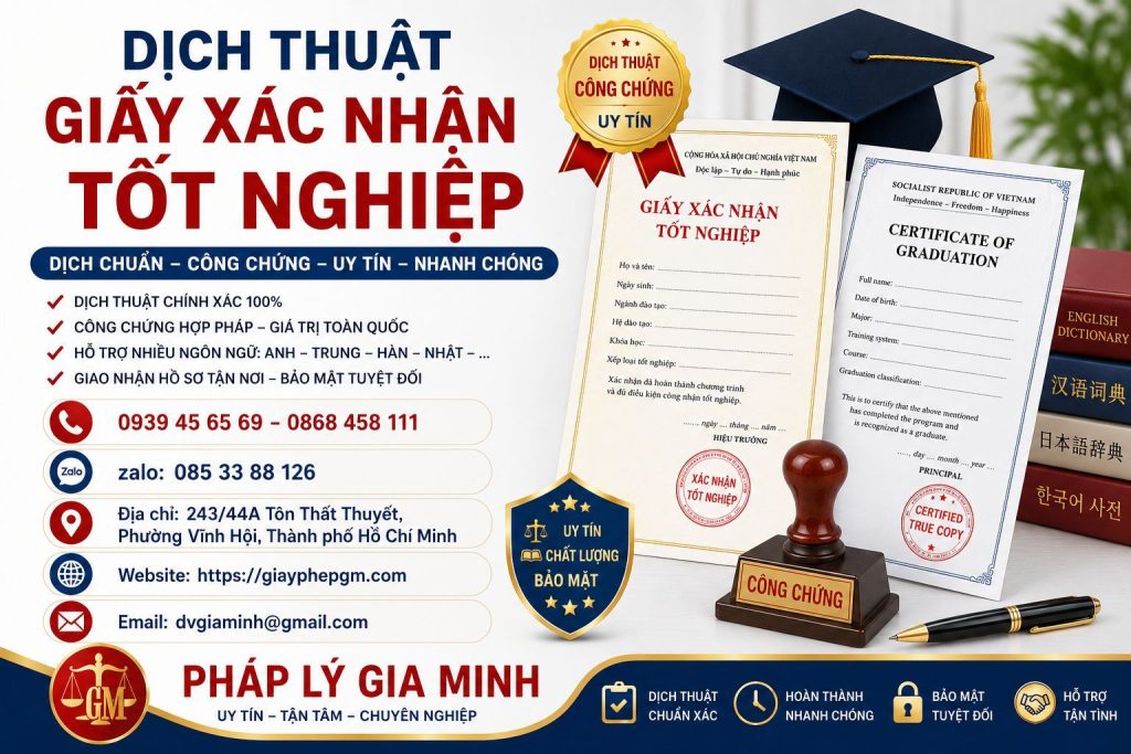 Dịch thuật giấy xác nhận tốt nghiệp