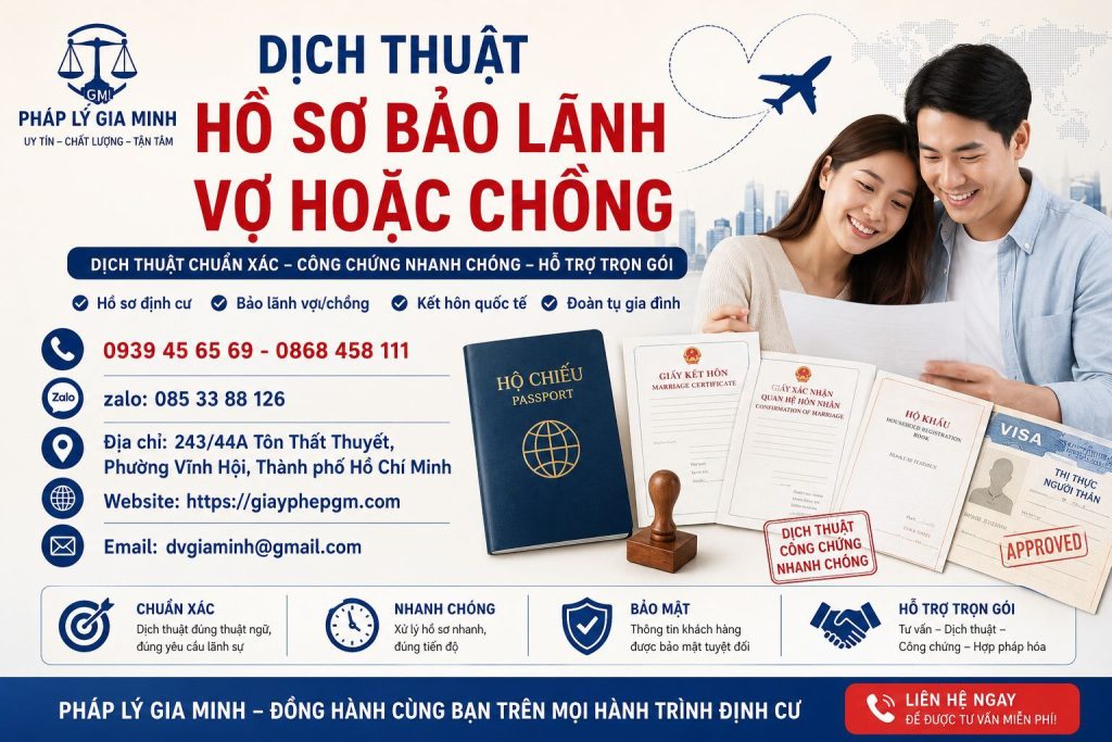 Dịch thuật hồ sơ bảo lãnh vợ hoặc chồng