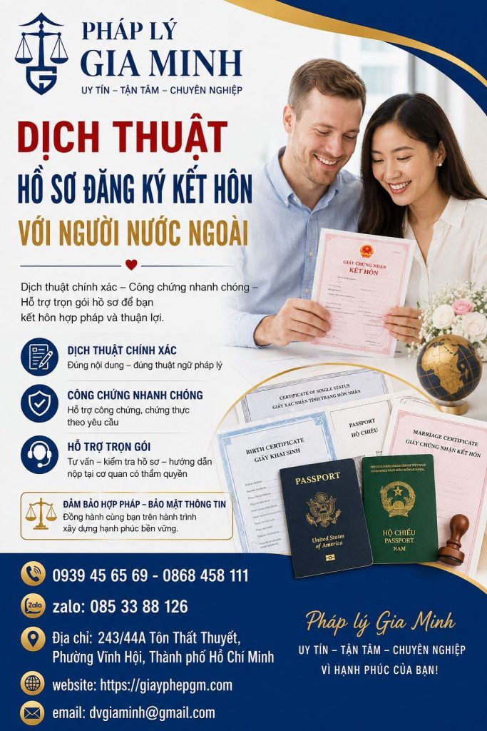 Dịch thuật hồ sơ đăng ký kết hôn với người nước ngoài