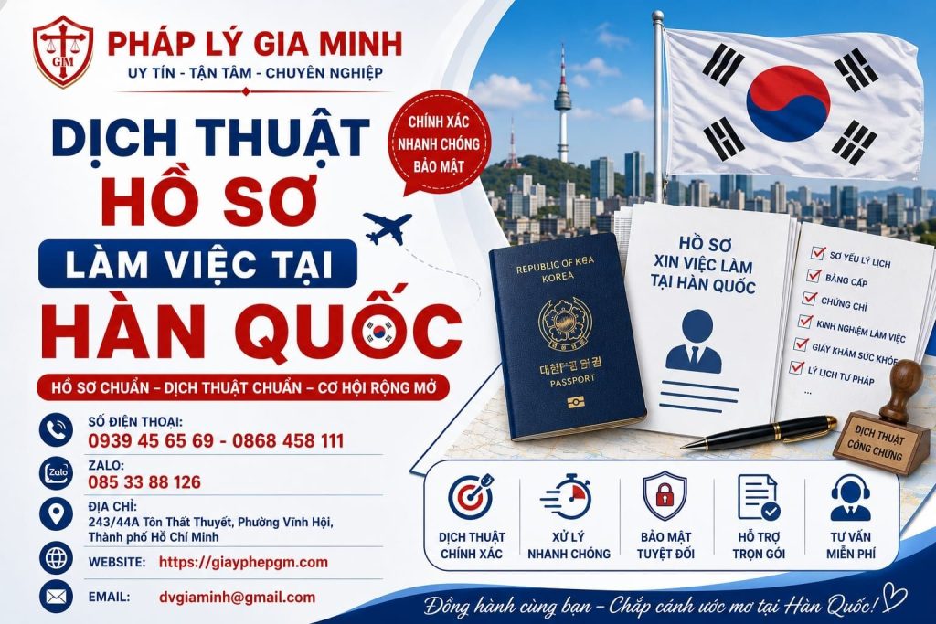 Dịch Thuật Hồ Sơ Làm Việc Tài Hàn Quốc
