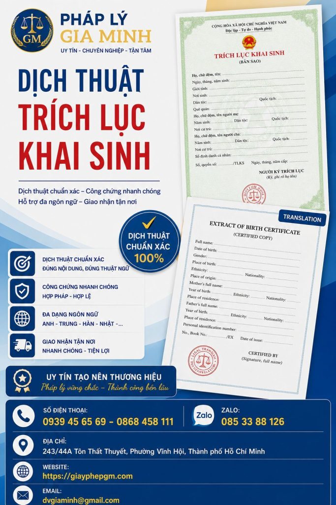 Dịch thuật trích lục khai sinh