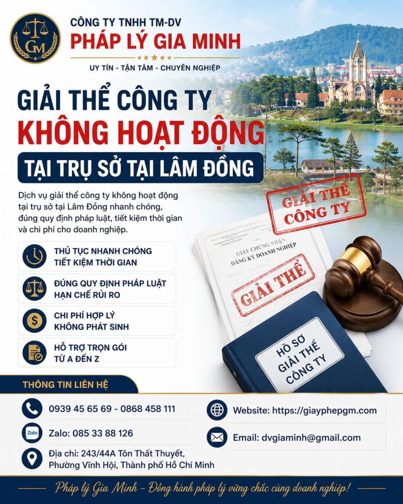 Giải thể công ty không hoạt động tại trụ sở tại Lâm Đồng