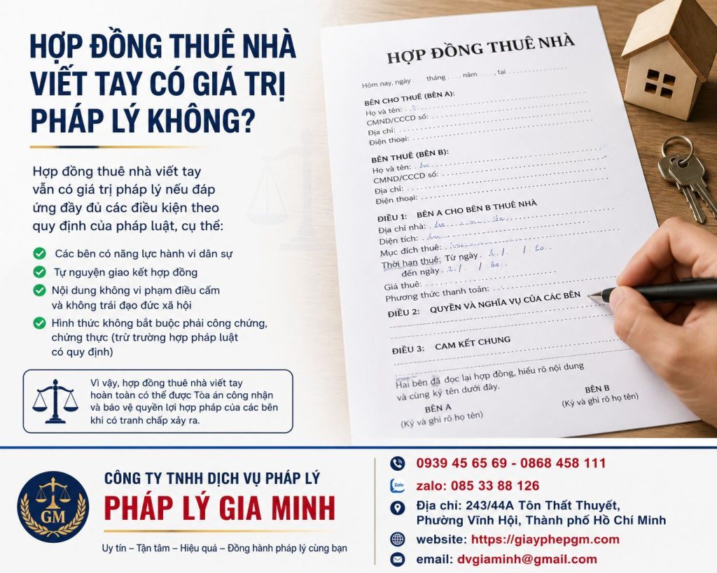 Hợp đồng thuê nhà viết tay có giá trị pháp lý không