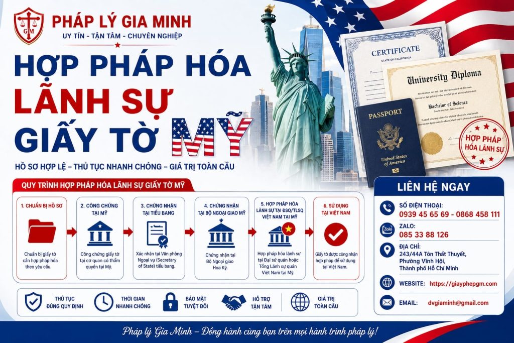 Hợp Pháp Hóa Lãnh Sự Giấy Tờ Mỹ