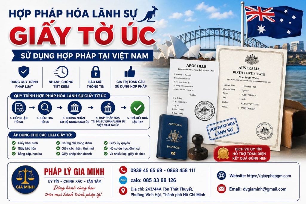 Hợp Pháp Hóa Lãnh Sự Giấy Tờ Úc