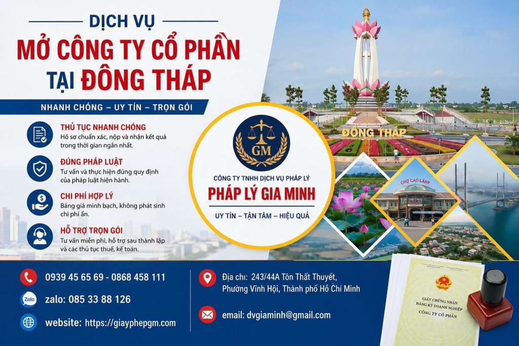 Mở công ty cổ phần tại Đồng Tháp