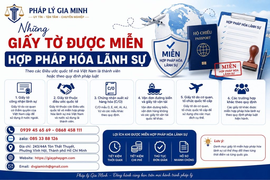 Những Giấy Tờ Được Miễn Hợp Pháp Hóa Lãnh Sự