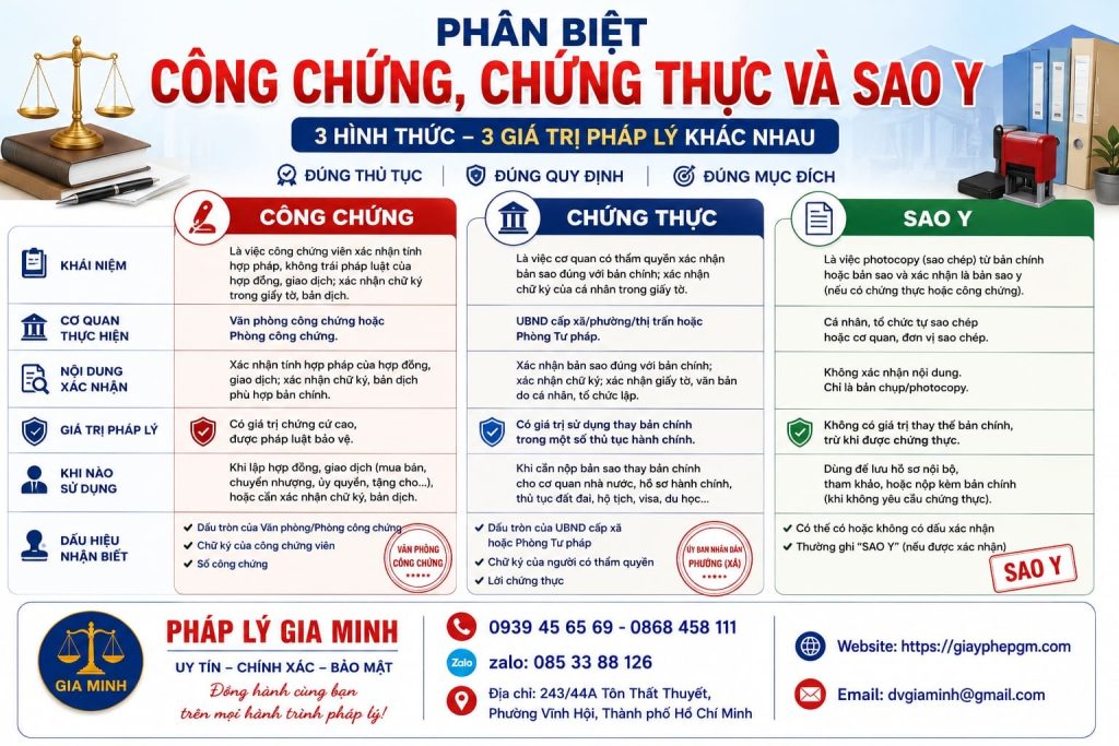 Phân Biệt Công Chứng, Chứng Thực Và Sao Y