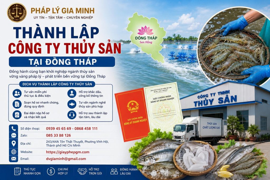 Thành lập công ty thủy sản tại Đồng Tháp