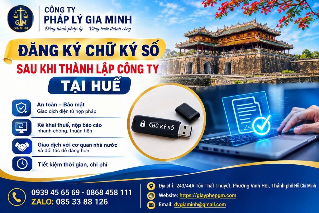 Đăng ký chữ ký số sau khi thành lập công ty tại Huế