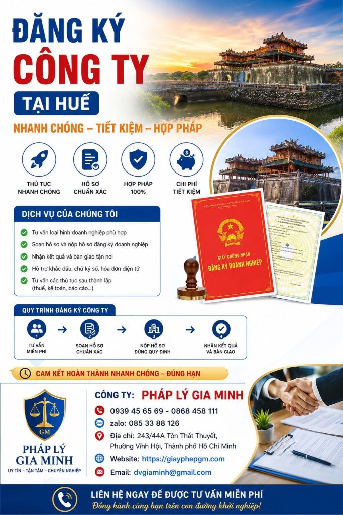 Đăng ký công ty tại Huế nhanh chóng