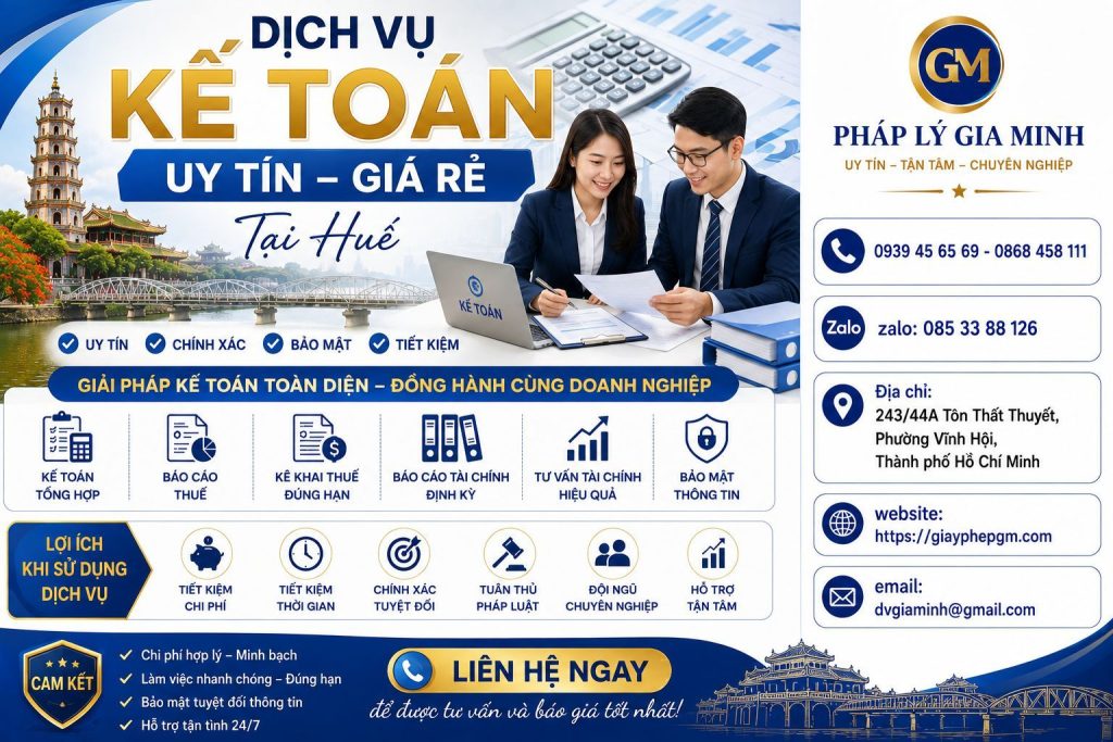 Dịch vụ kế toán uy tín giá rẻ tại Huế