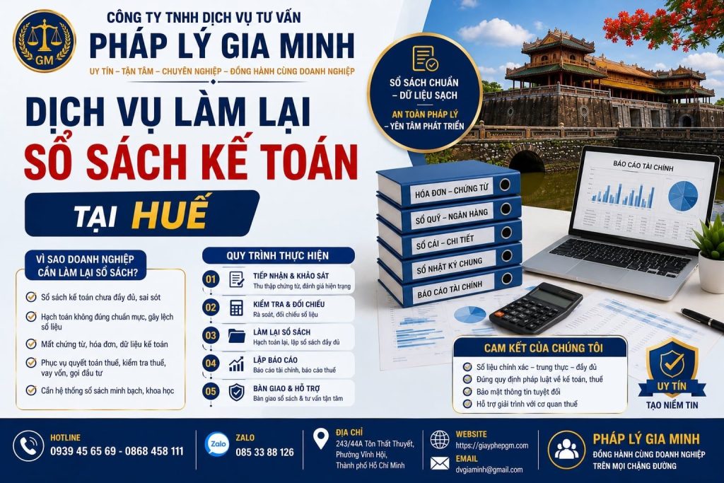Dịch vụ làm lại sổ sách kế toán tại Huế: Xây lại dữ liệu khi hệ thống cũ thiếu tin cậy 1 Dịch vụ làm lại sổ sách kế toán tại Huế