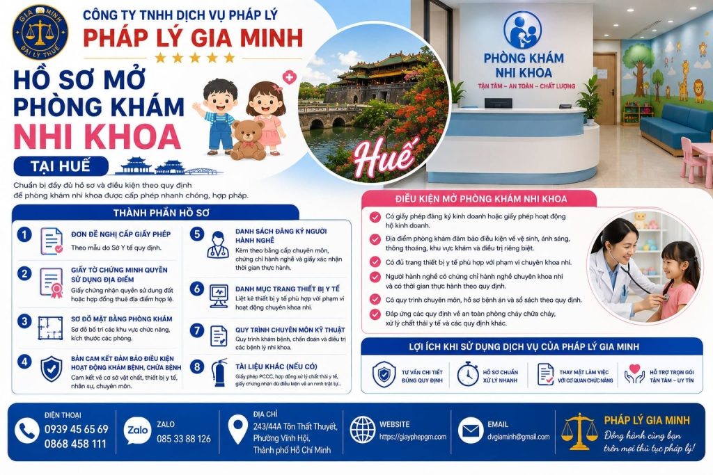 Hồ sơ mở phòng khám nhi khoa tại Huế