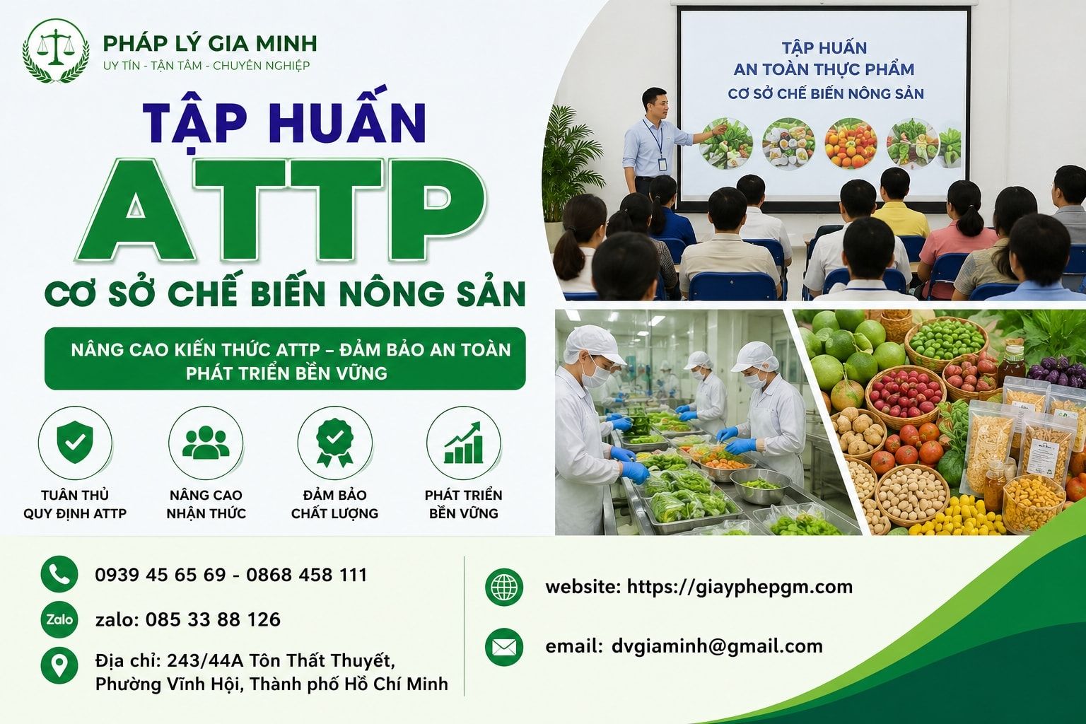Tập huấn ATTP cơ sở chế biến nông sản