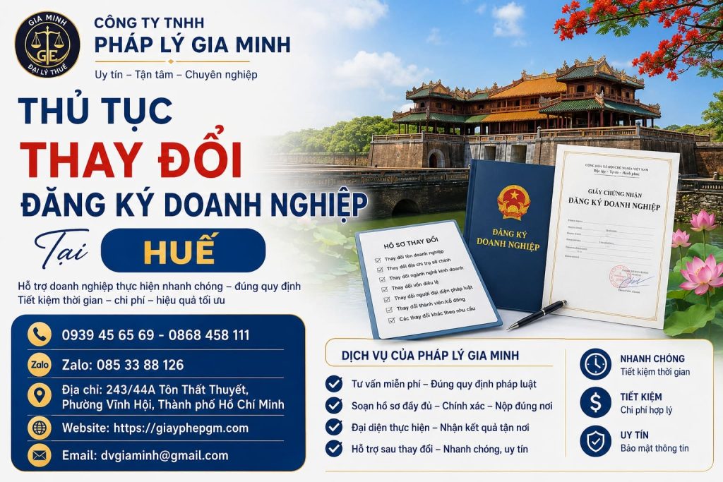 Thủ tục thay đổi đăng ký doanh nghiệp tại Huế
