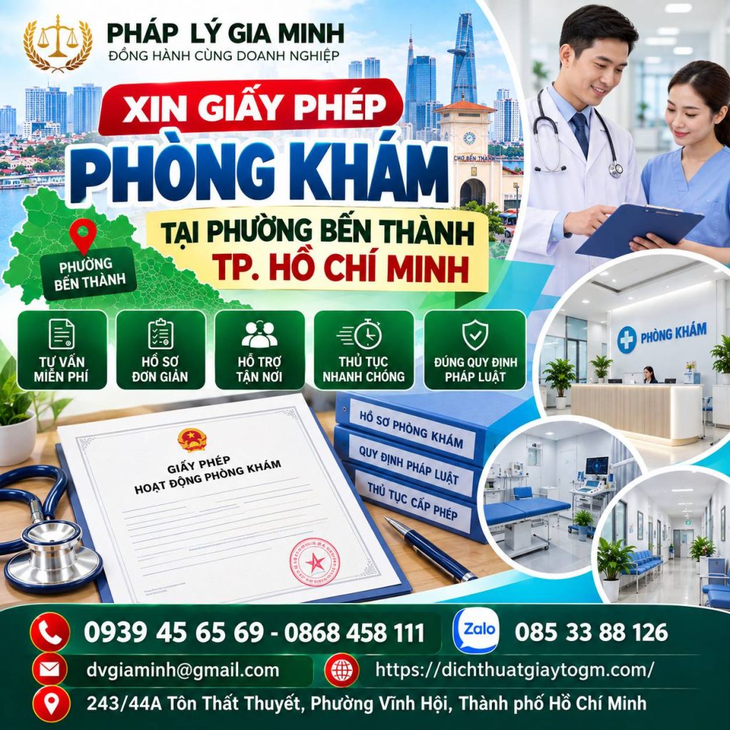 Xin giấy phép phòng khám tại phường Bến Thành TPHCM